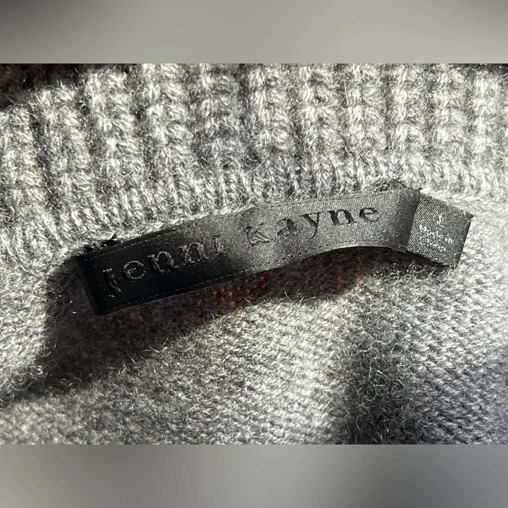 $425 Jenni Kayne Frances Polo Cashmere Sweater in Thunder - Size L - Picture 9 of 10